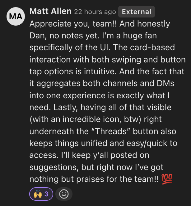Internal customer feedback on Catch Up